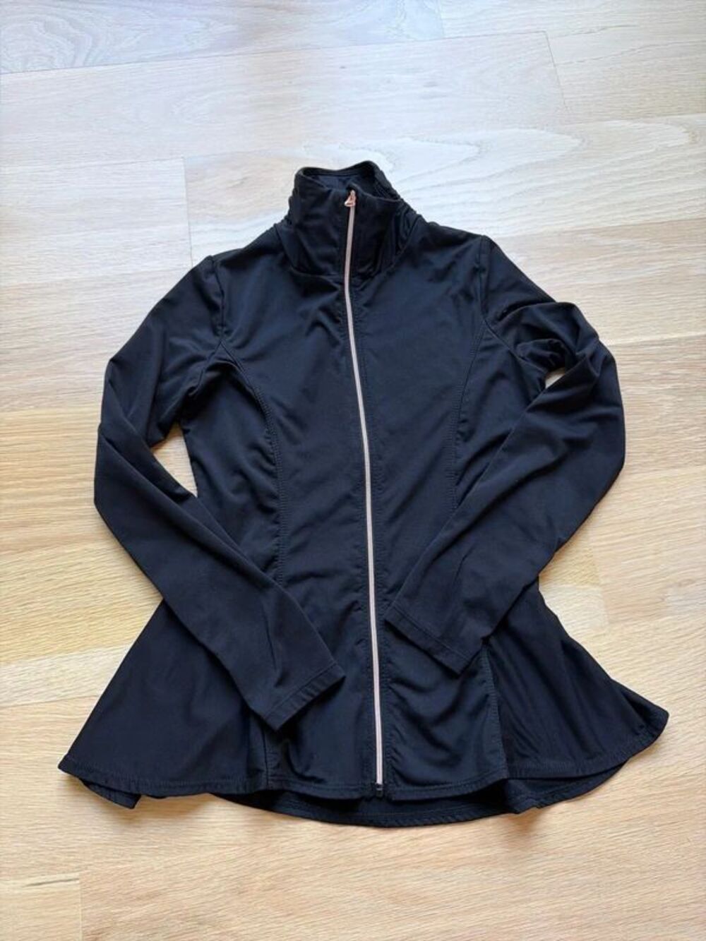 Layer 8 girls ruffle peplum black zip jacket size small 7 - 8